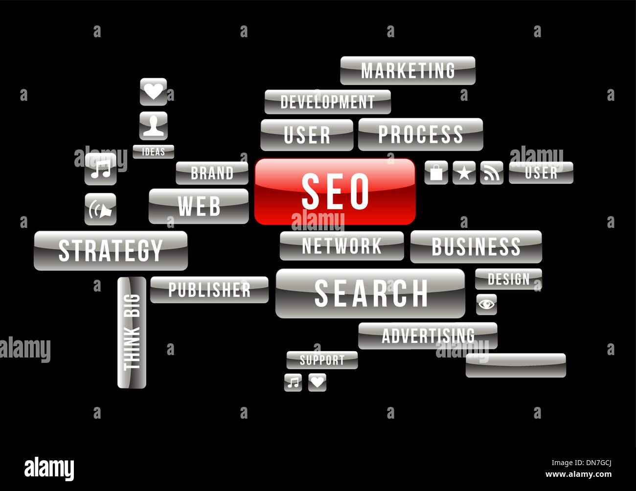 Seo marketing web icônes texte illustration Illustration de Vecteur