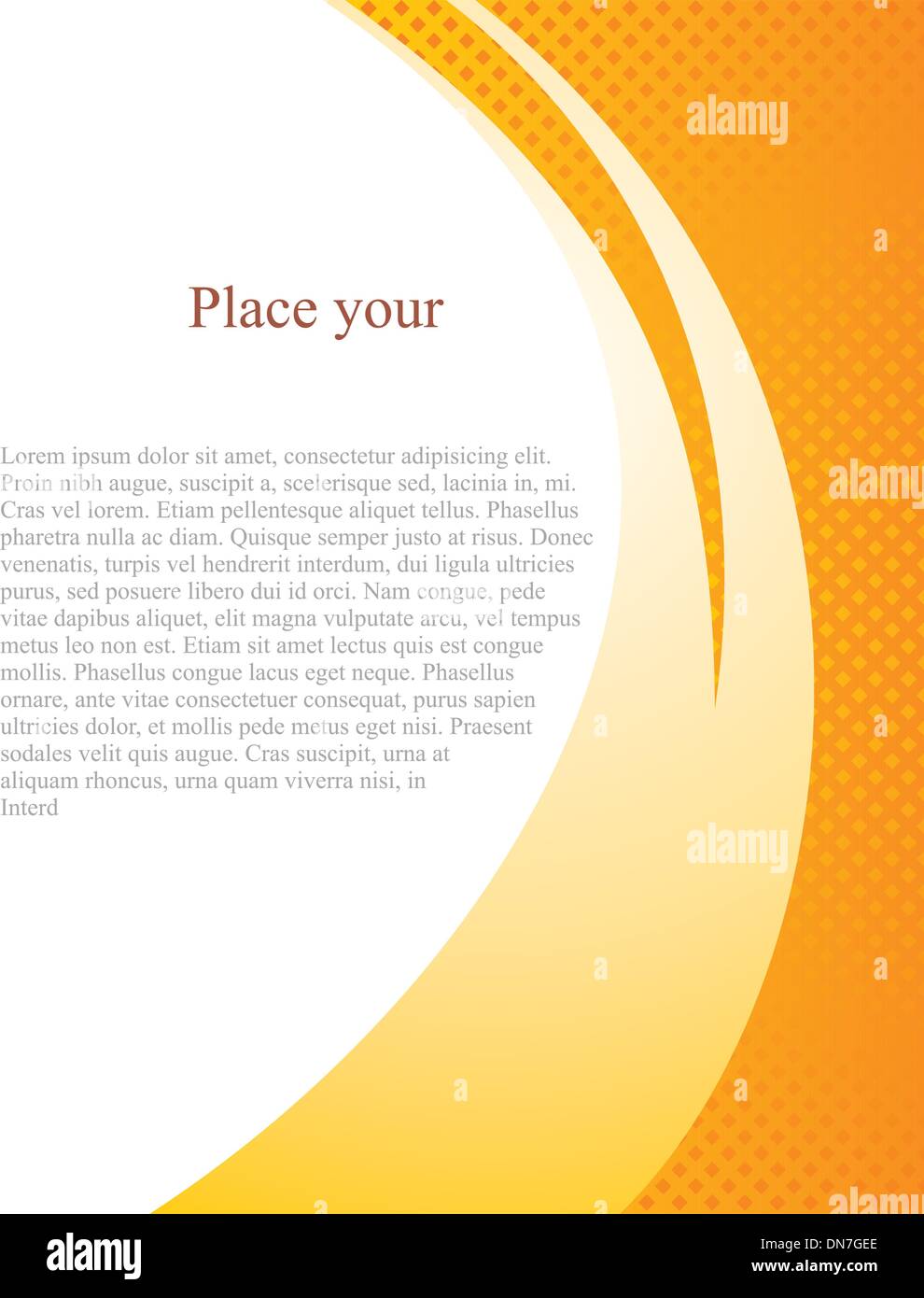 Modèle de page document vectoriel avec fond blanc avec résumé vague orange. Illustration de Vecteur