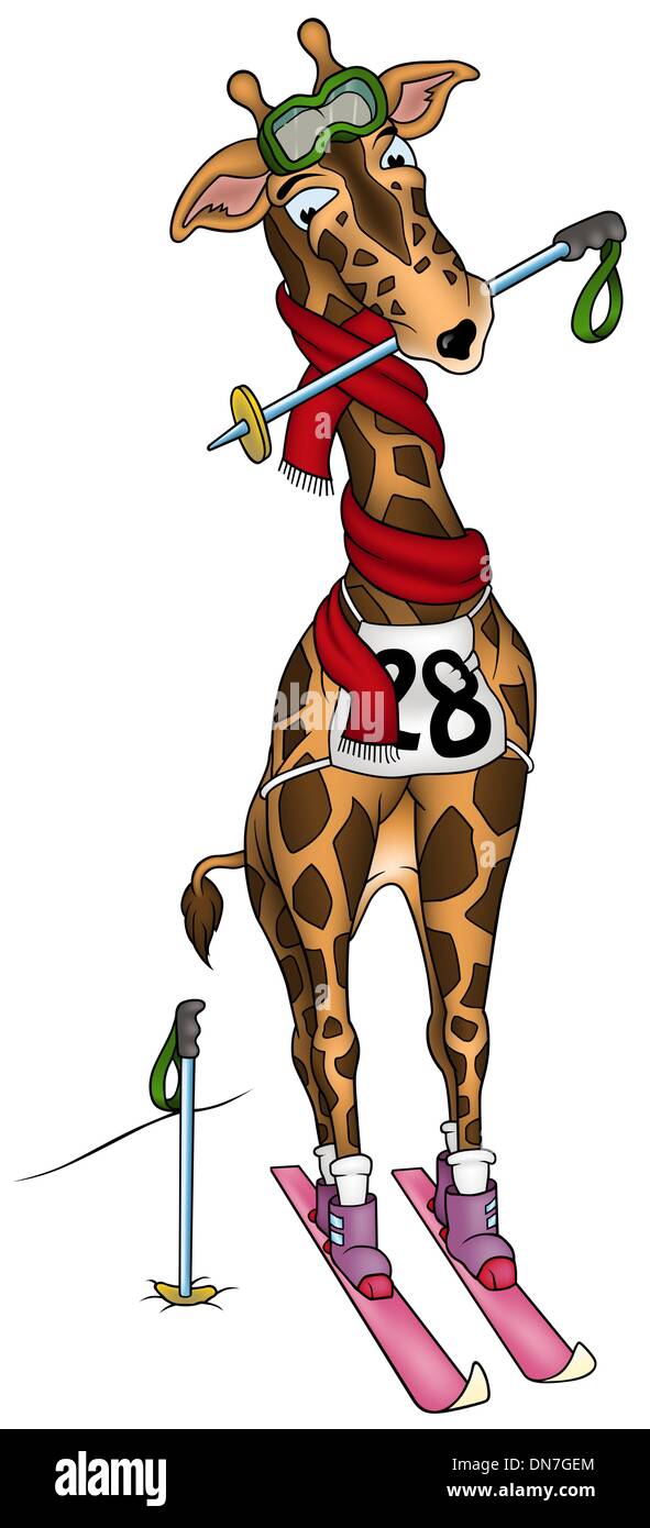Skieur de girafe Illustration de Vecteur