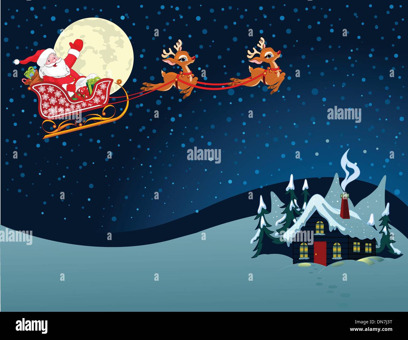 Père Noël en traîneau Illustration de Vecteur