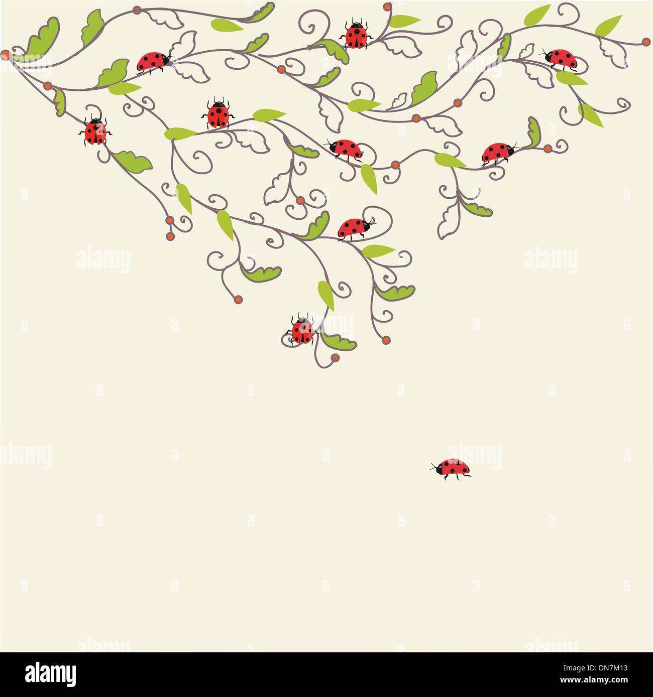 Coccinelle sur l'herbe verte. Illustration de Vecteur