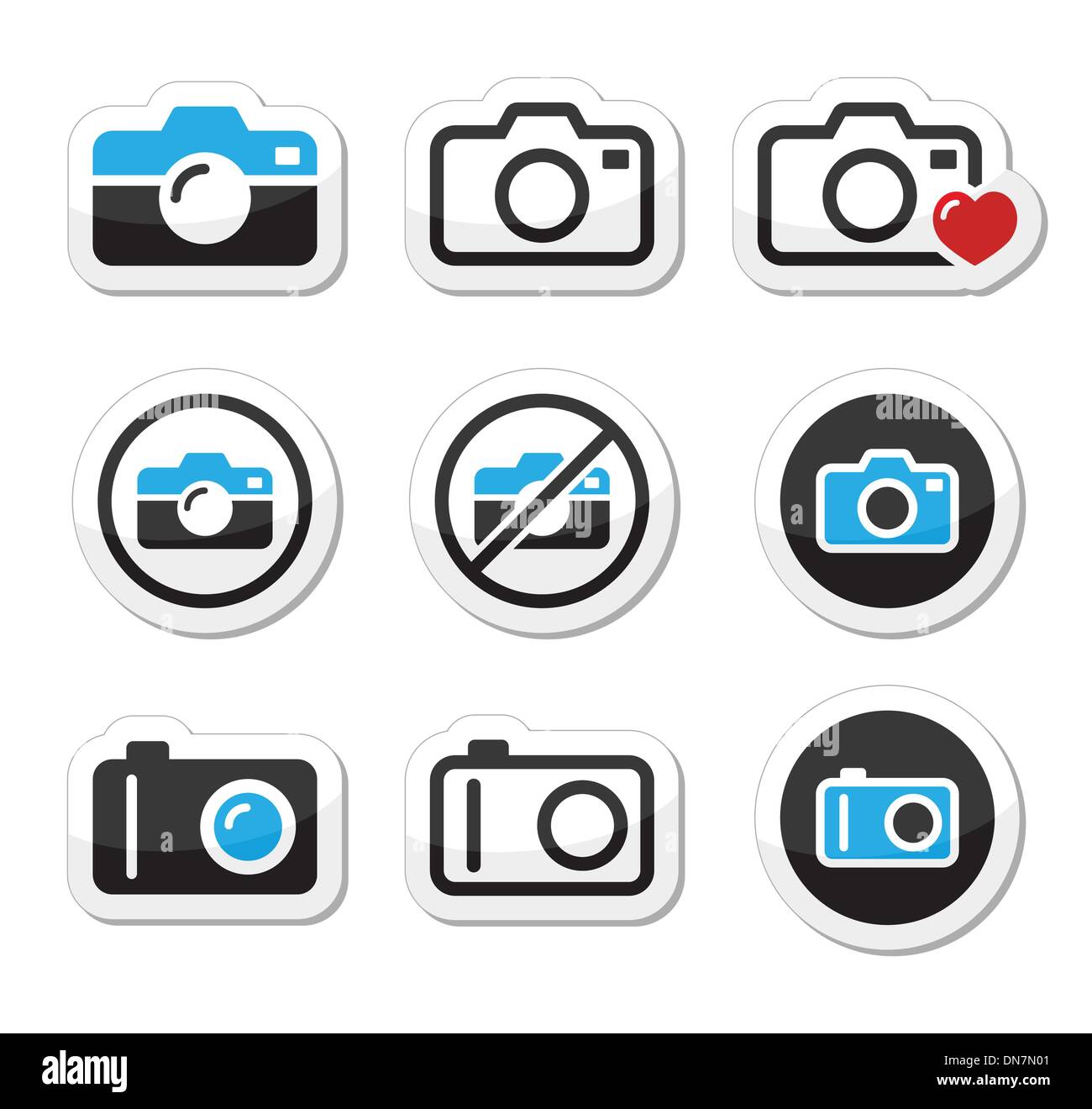 Analogique et numérique de l'appareil photo icons set Illustration de Vecteur