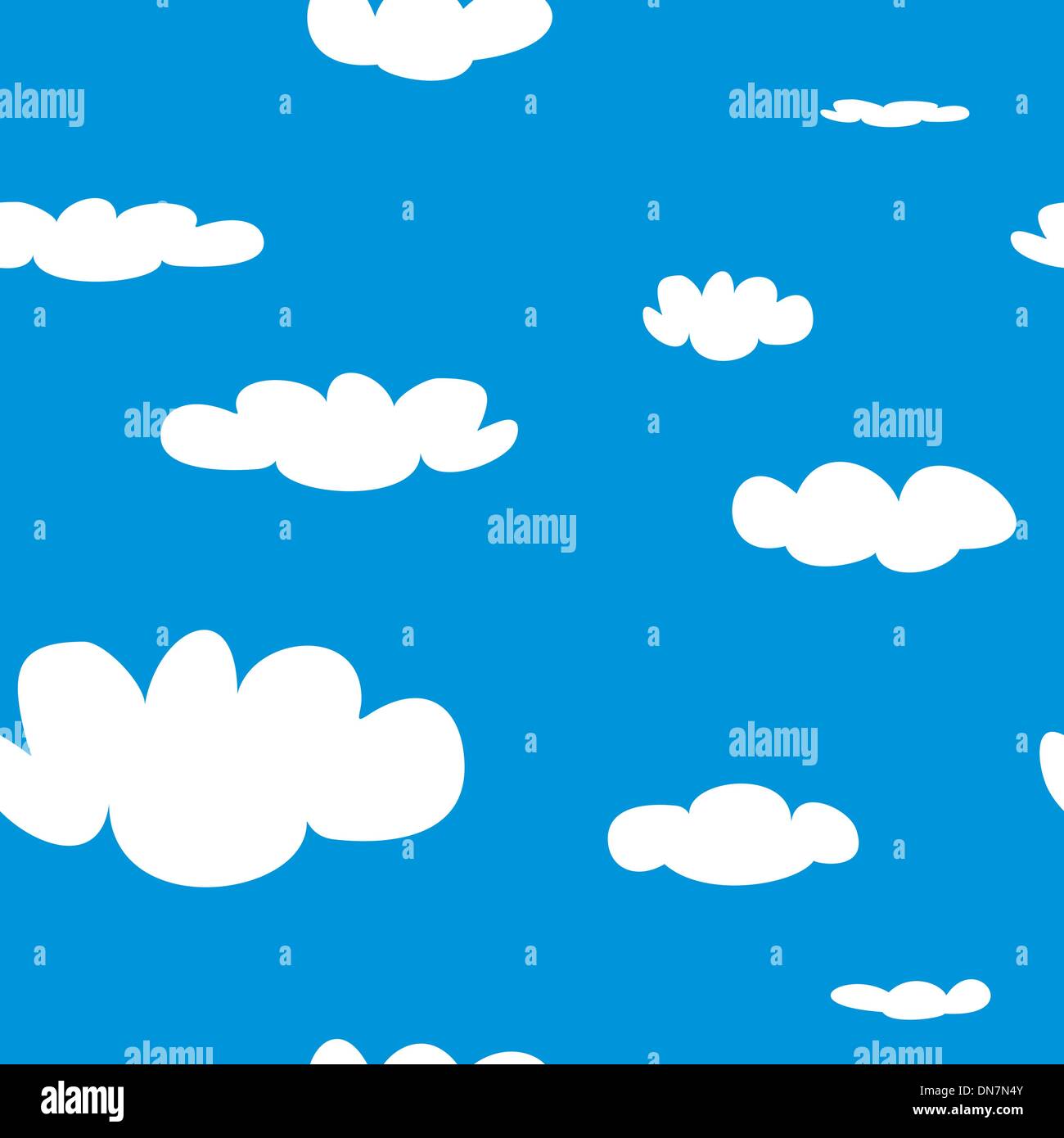 Motif estival vectoriel continu avec des nuages blancs sur fond de ciel bleu Illustration de Vecteur