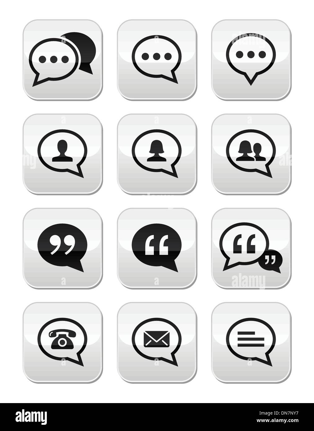 Bulle, blog, jeu de boutons vecteur contact Illustration de Vecteur