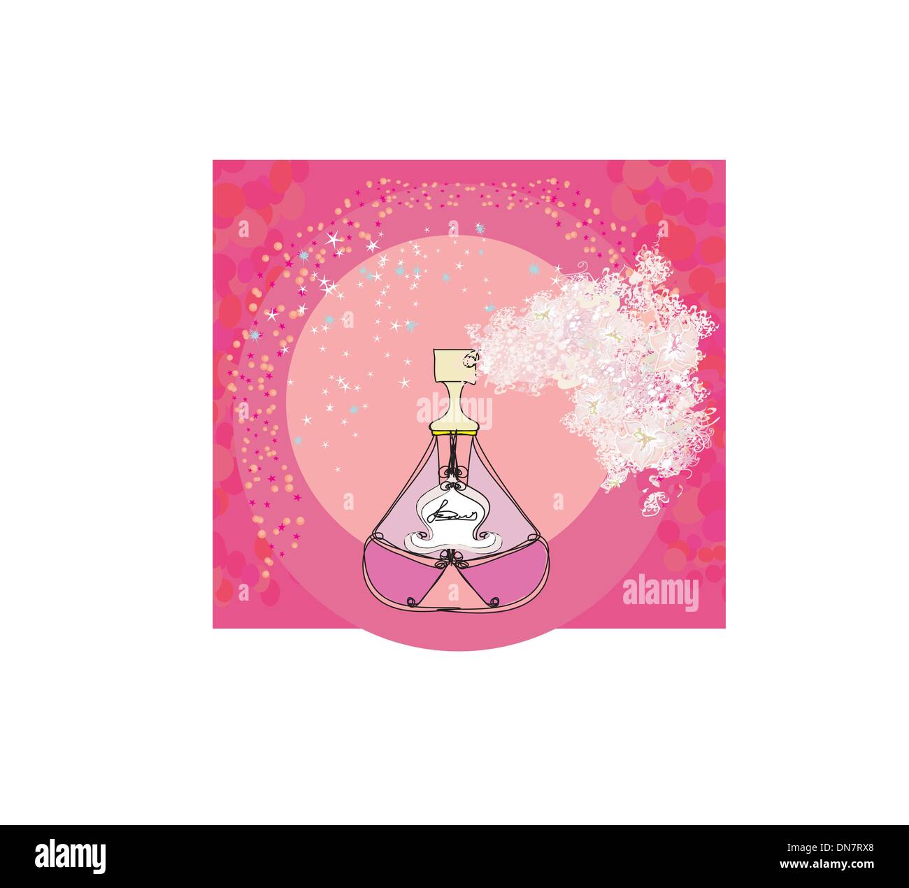 Flacon de parfum avec un arôme floral Illustration de Vecteur