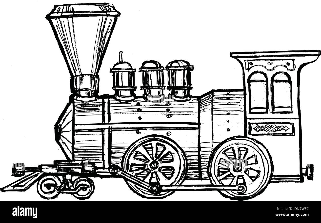 Train à vapeur d'époque Illustration de Vecteur