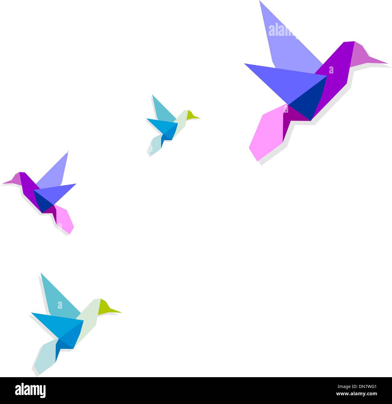 Groupe des différents colibris Origami Illustration de Vecteur