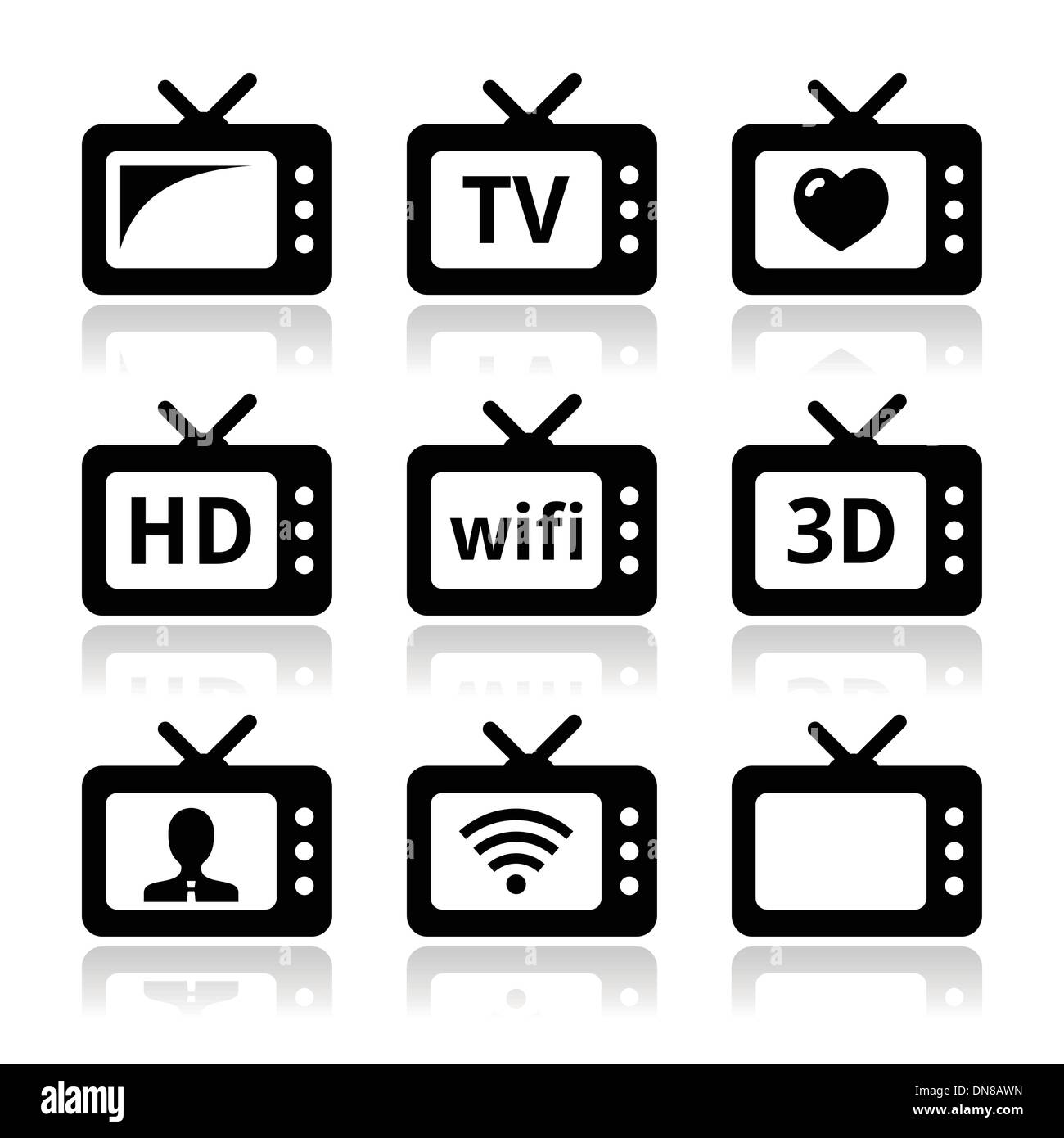 Télévision, 3D, HD vector icons Illustration de Vecteur