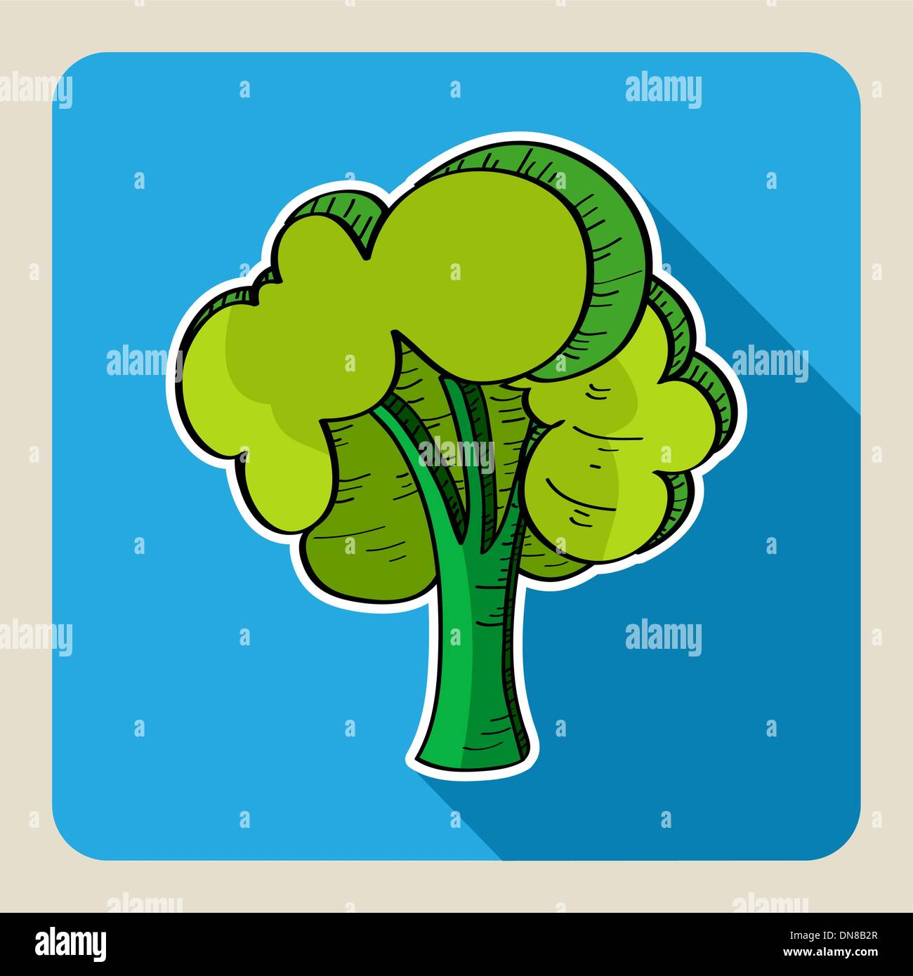 Hand drawn arbre vert. Illustration de Vecteur