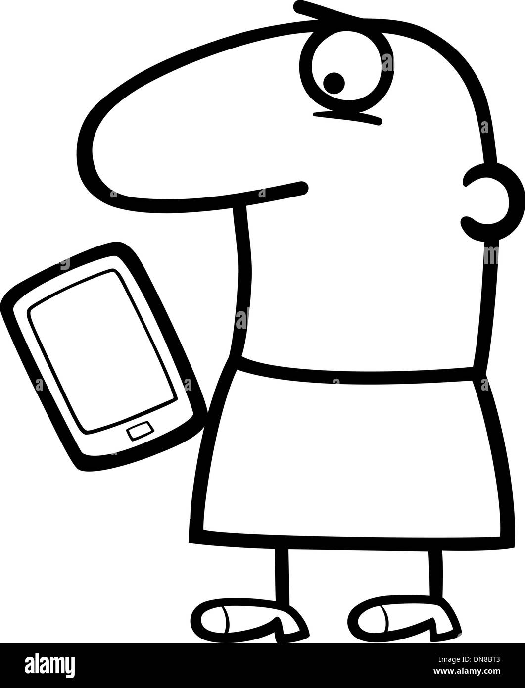 L'homme avec l'amour message sur tablet cartoon Illustration de Vecteur