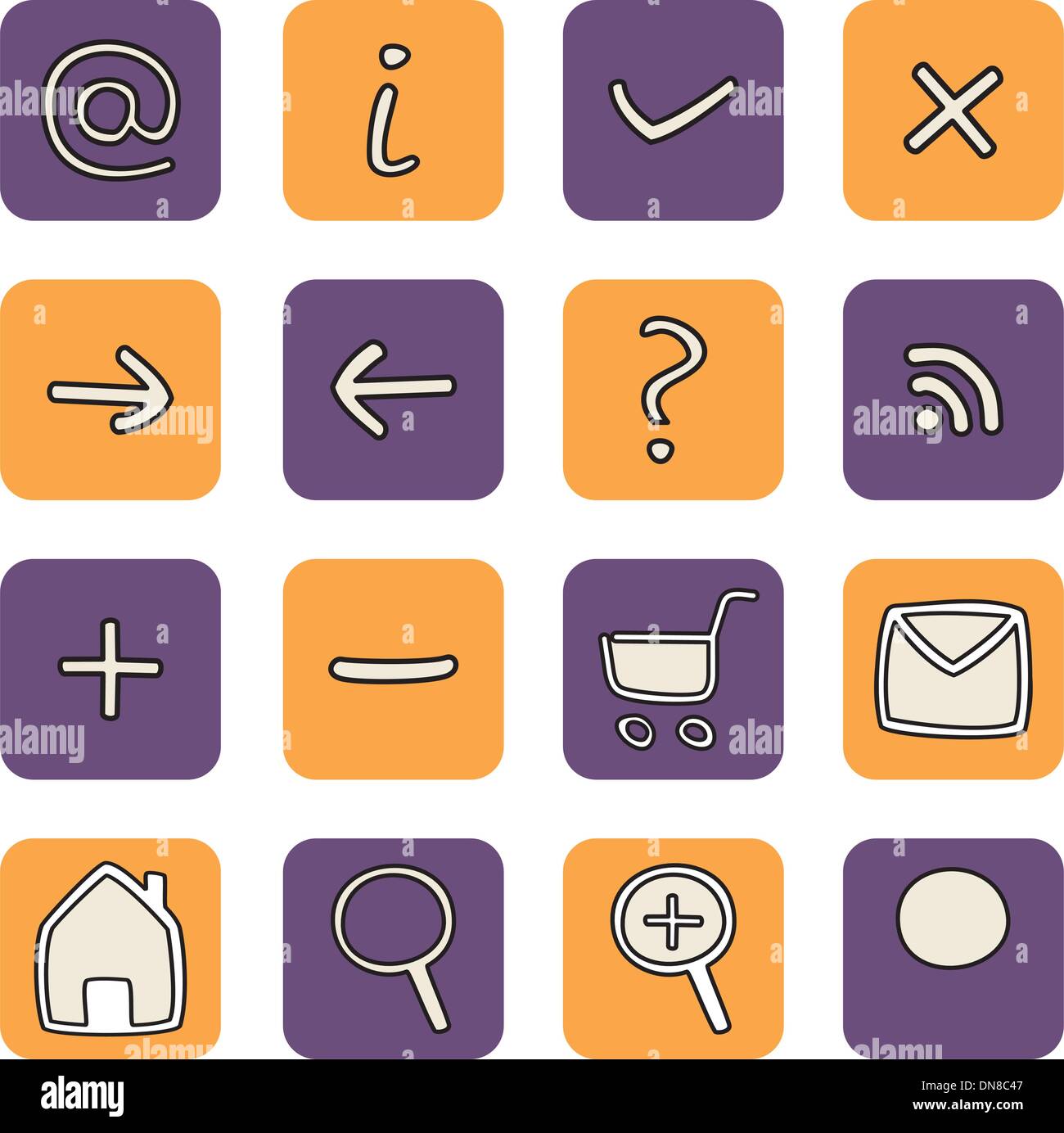 Vector icône web tools touche symboles. La conception du site Web d'orange et violet éléments isolé sur fond blanc Illustration de Vecteur