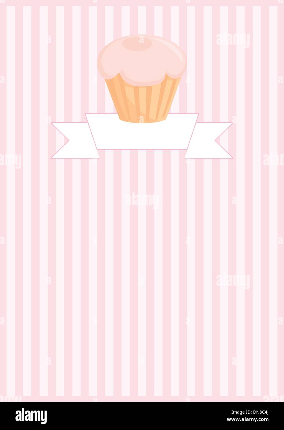 Restaurant menu bouton vecteur de mariage ou liste de carte d'invitation de douche de bébé rose cupcake sur le motif ou post texture background Illustration de Vecteur