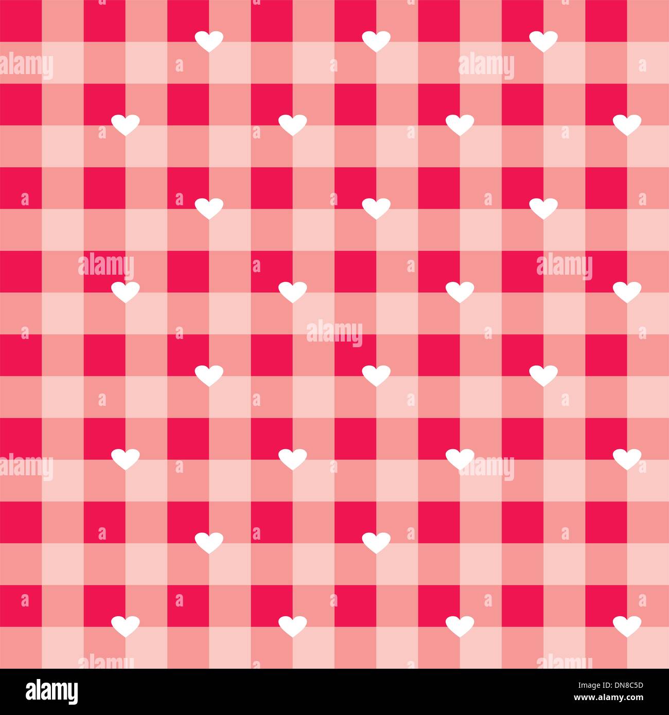 Seamless vector background valentines rouge - motif à damiers ou grille coeurs blancs avec plein d'amour Illustration de Vecteur
