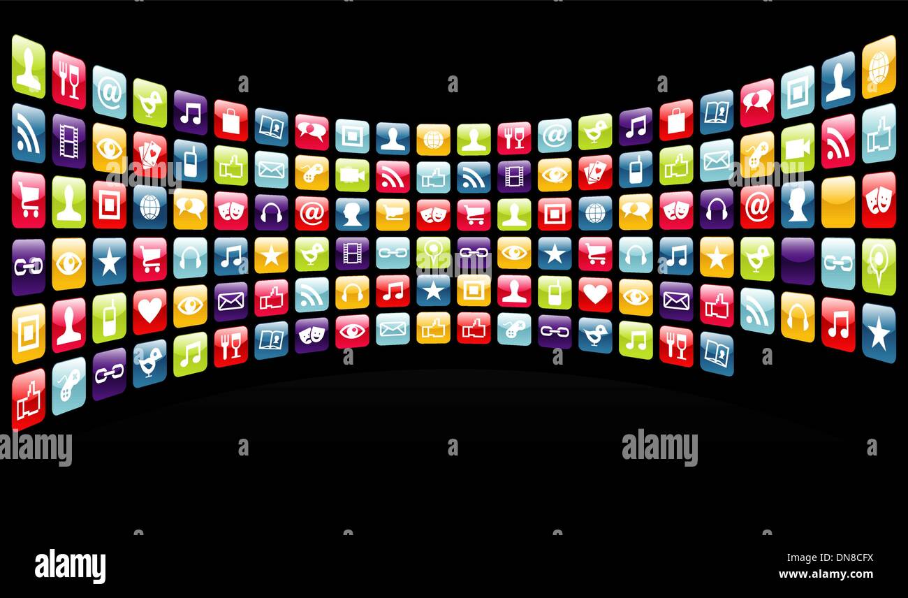 Icônes Mobile app wall background Illustration de Vecteur