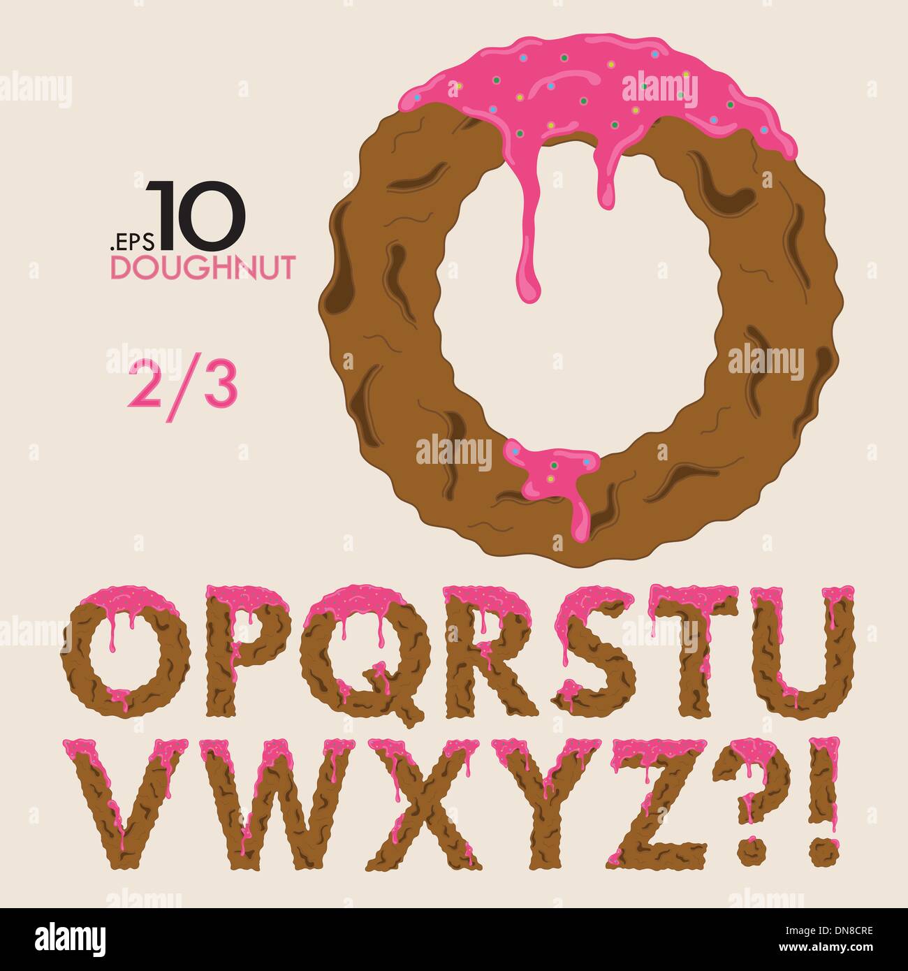 2-3 Ensemble de Cake Donut Vector Alphabet O-Z modifiable Illustration de Vecteur