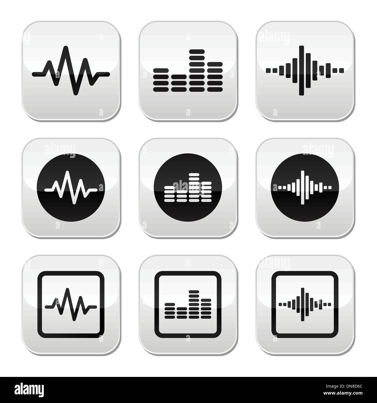 Soundwave music vector set boutons Illustration de Vecteur