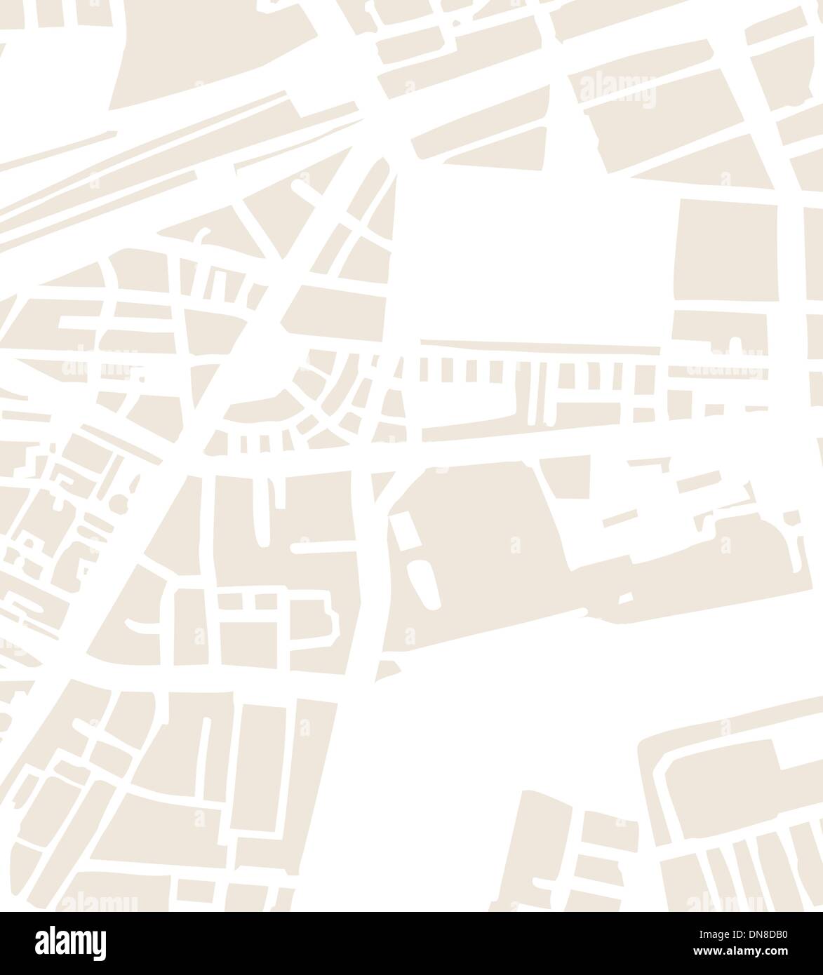 Abstract city map vector illustration avec des rues, des parcs et de l'étang Illustration de Vecteur