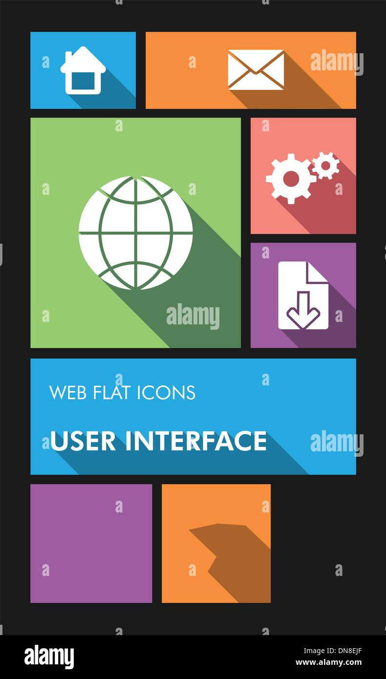 L'interface utilisateur des applications web colorés télévision d'icônes. Illustration de Vecteur