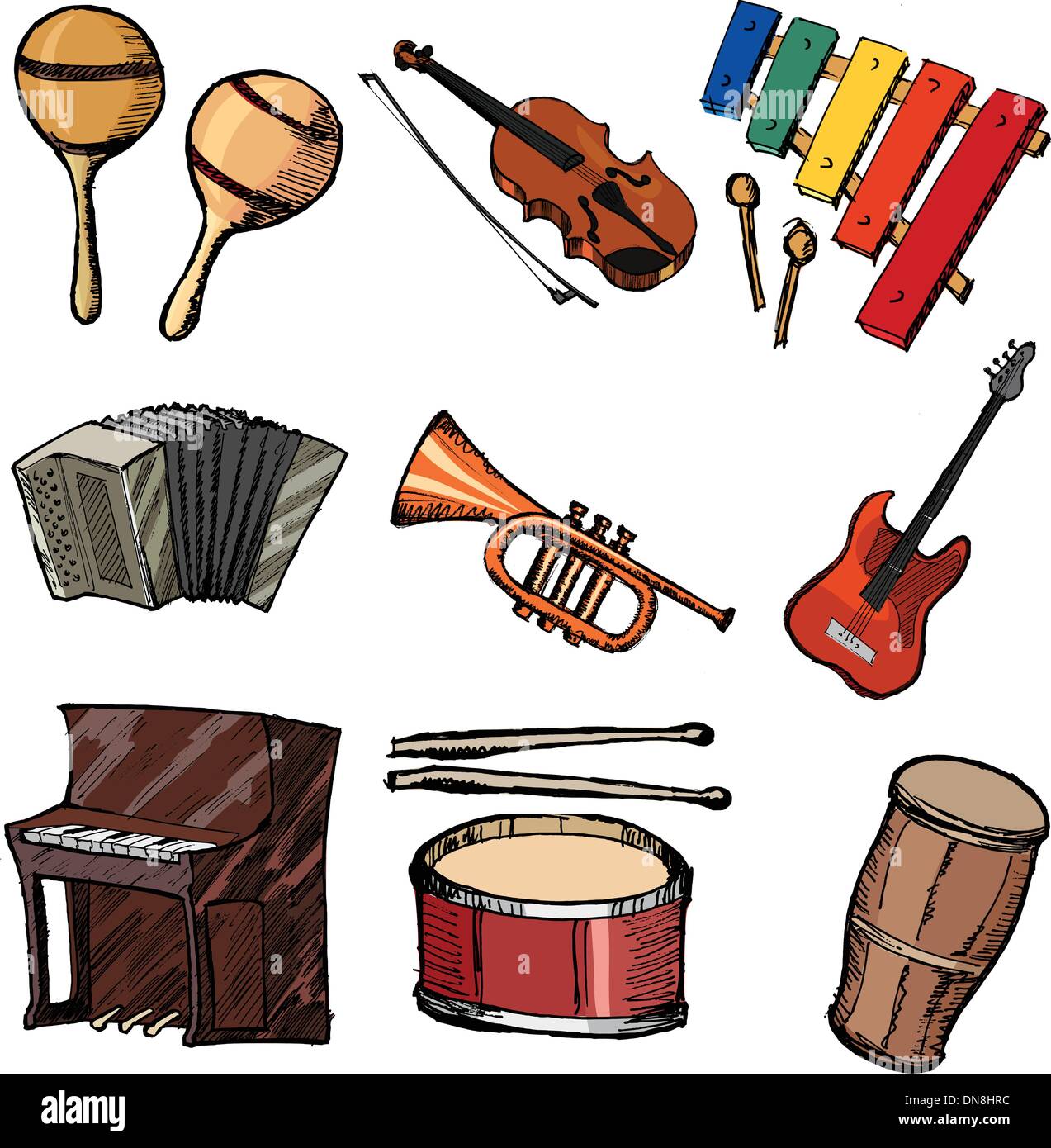 Ensemble d'instruments de musique Illustration de Vecteur