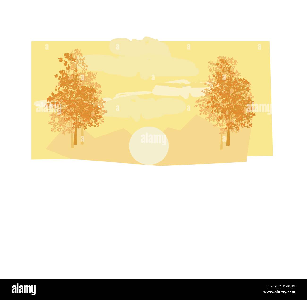 Croix sur une colline au coucher du soleil paysage concept background vector Illustration de Vecteur