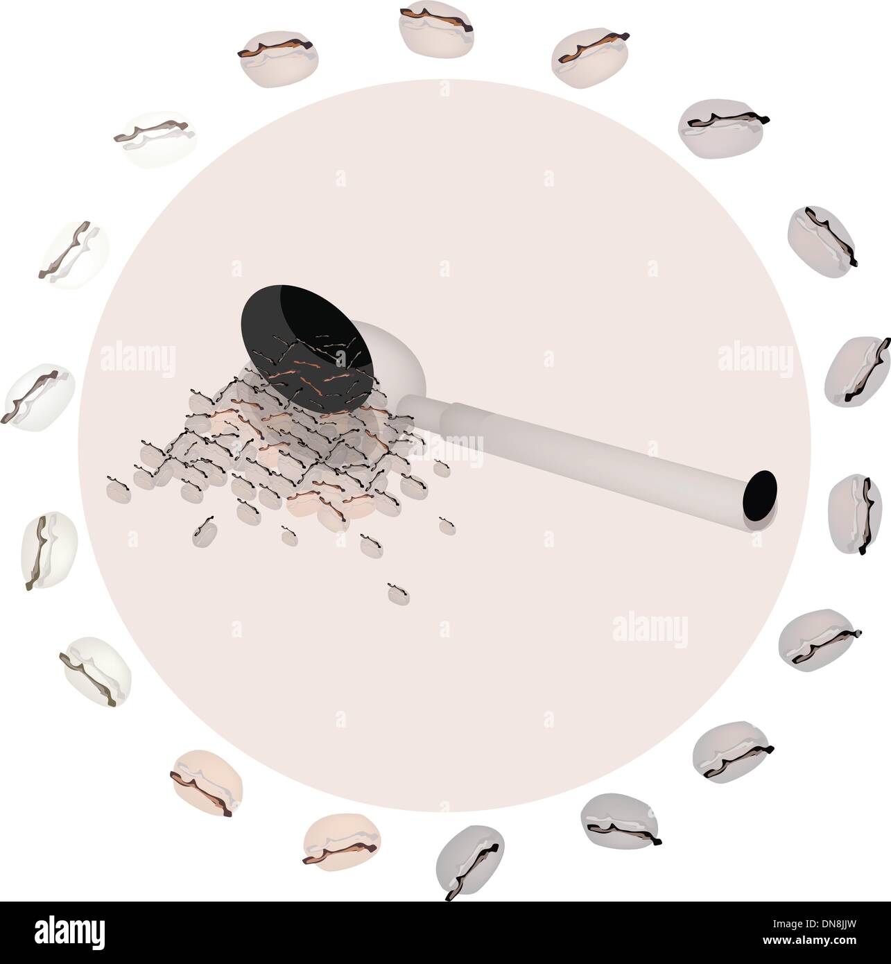 Filtre pour machine à café avec grain de café Illustration de Vecteur