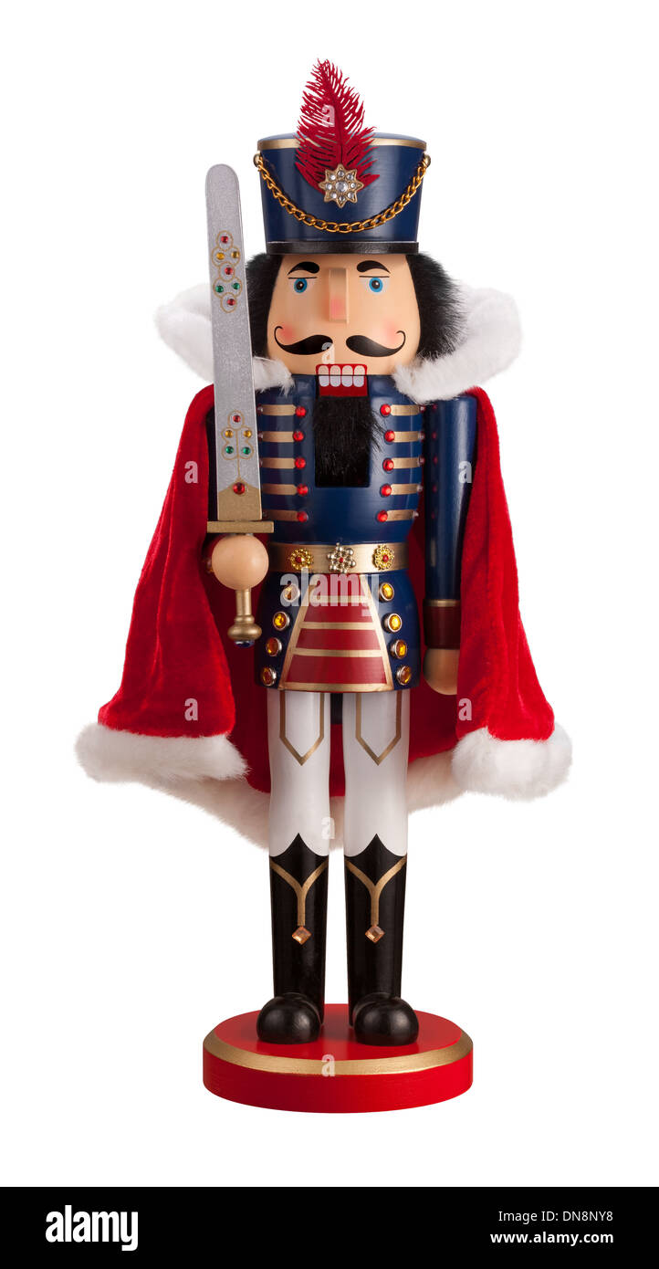 Casse-noisette avec une Cape isolé sur blanc. Banque D'Images