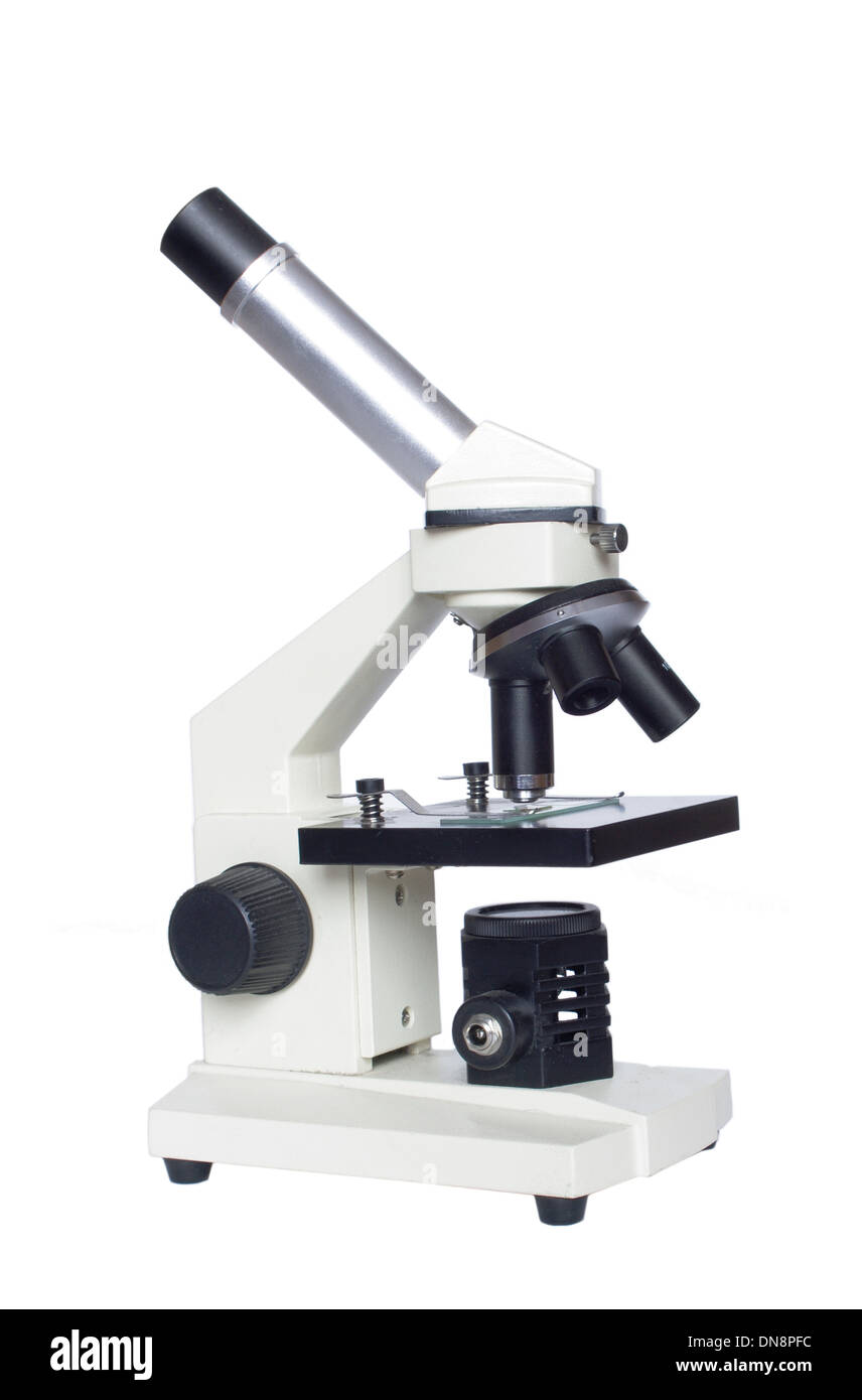 Microscope sur fond blanc Banque D'Images