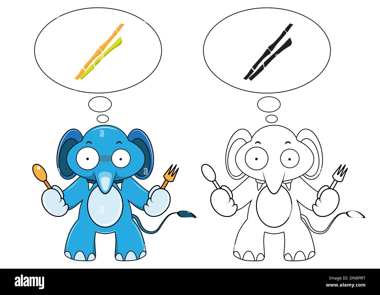 Cartoon éléphant avec une canne Illustration de Vecteur