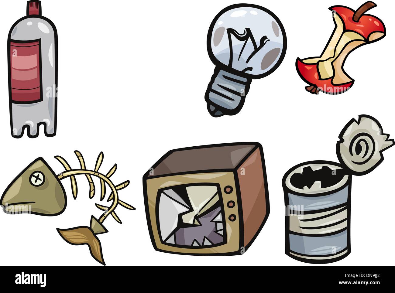 Les objets des ordures illustration cartoon set Illustration de Vecteur