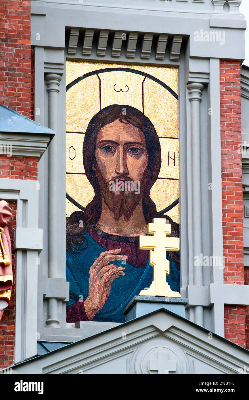 Icône en mosaïque sur le mur de la tombe Banque D'Images