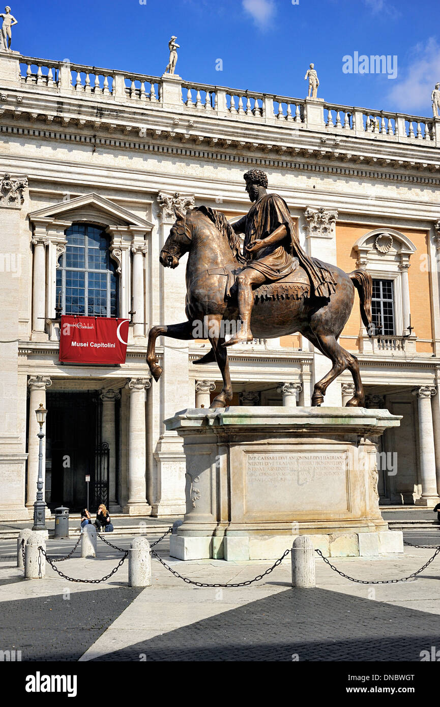 Musei Capitolini, statue équestre de Marc-aurèle, Rome, Italie. Banque D'Images