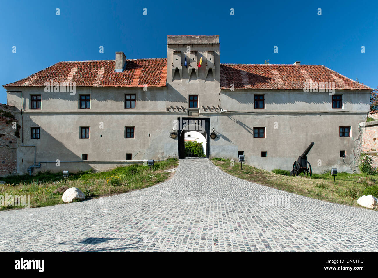 Entrée de la citadelle de Brasov, une ville dans la région de Transylvanie centrale de Roumanie. Banque D'Images