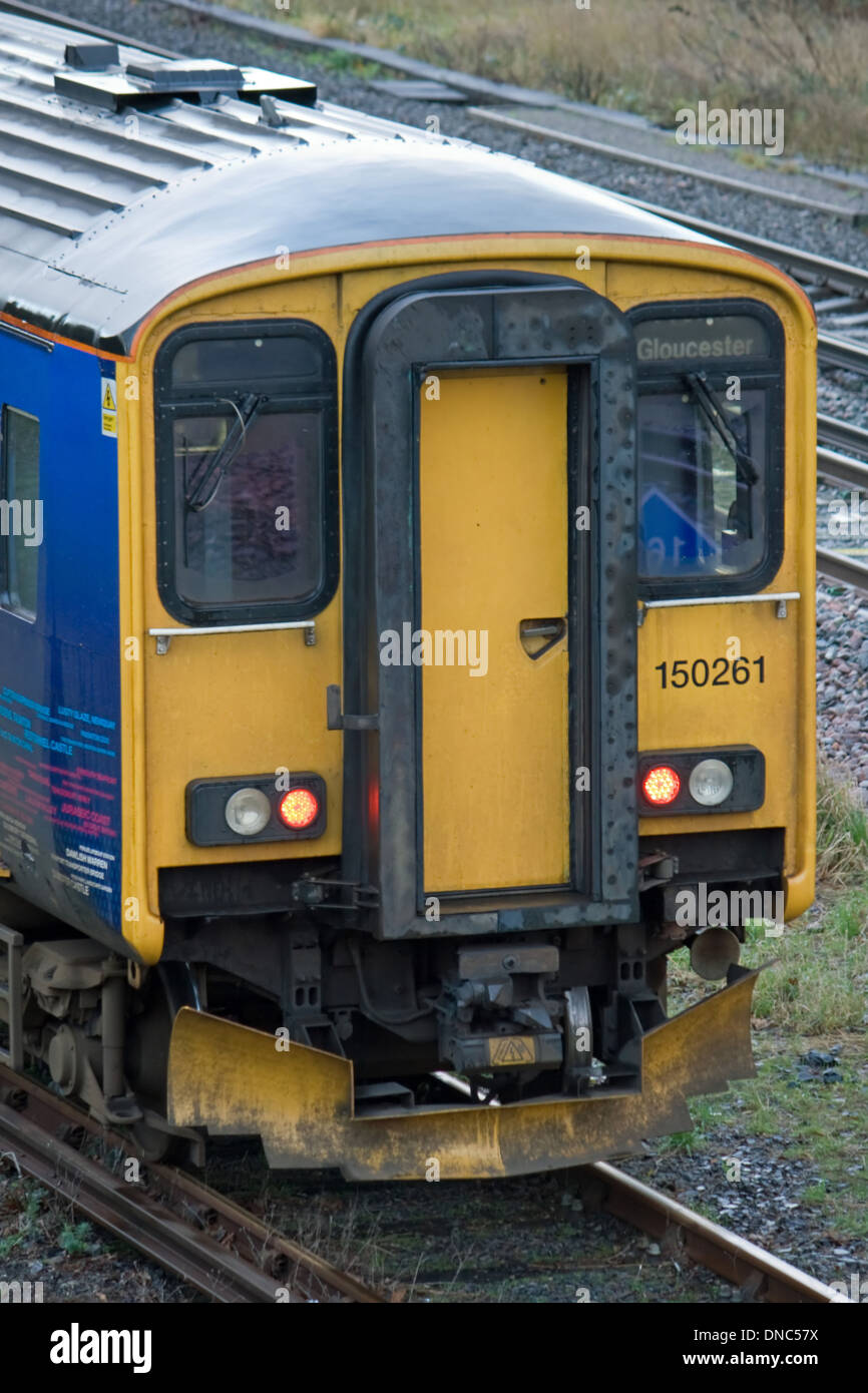 Cabine d'un train juste à l'extérieur de la gare de Weymouth, Dorset. Banque D'Images