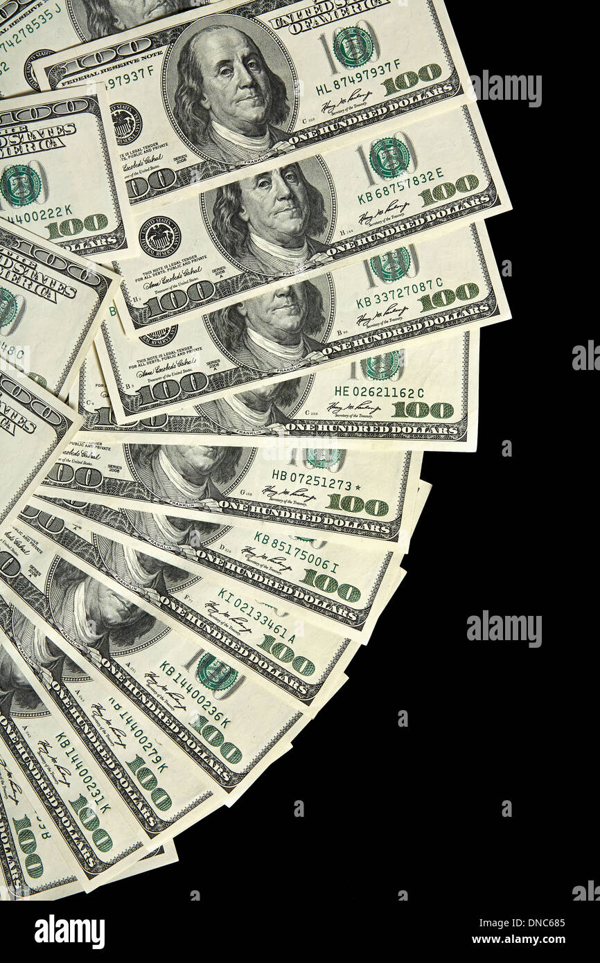 De l'argent avec ventilateur 100 dollar bills Banque D'Images