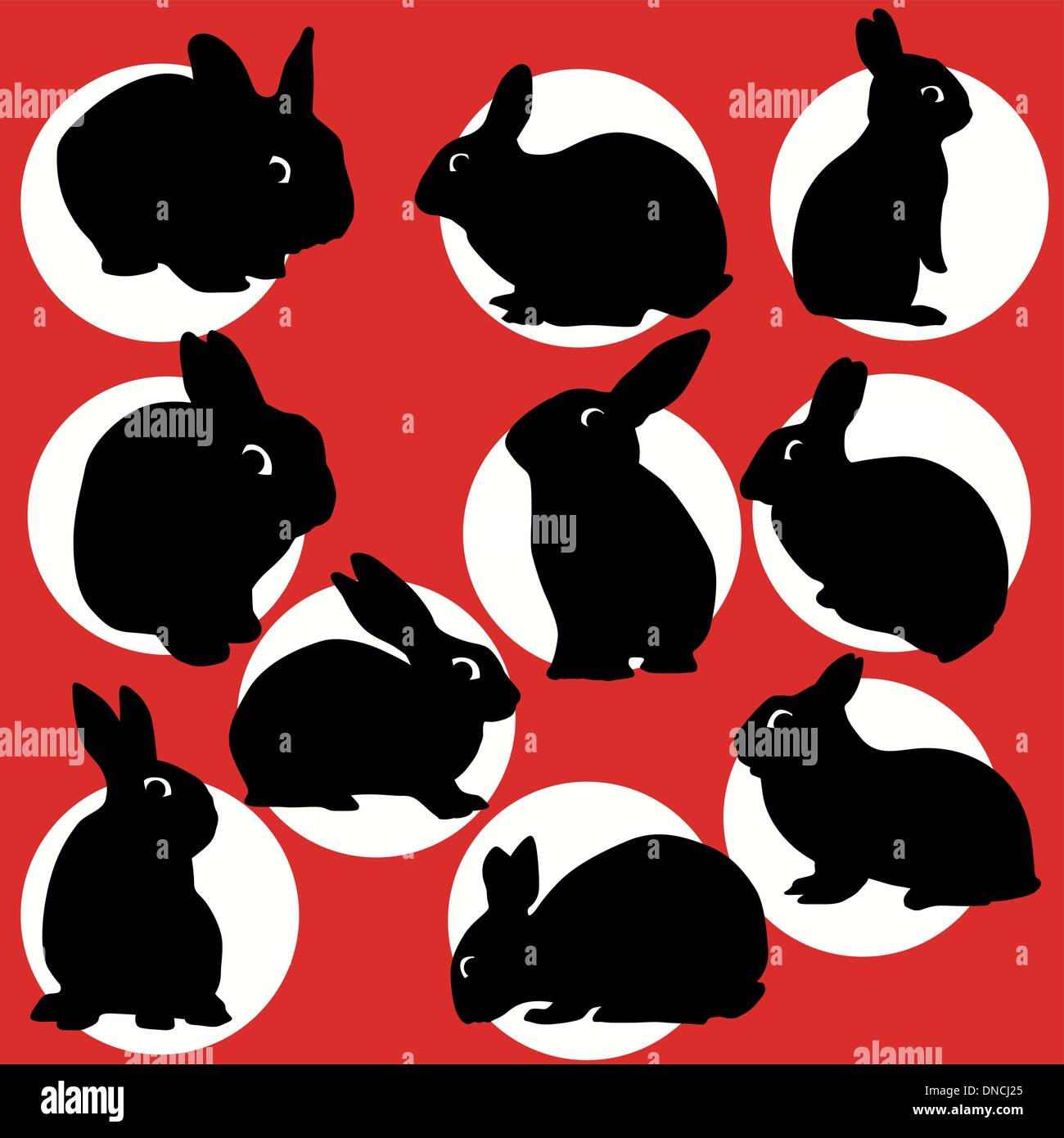 Jeu de silhouettes de lapins Illustration de Vecteur
