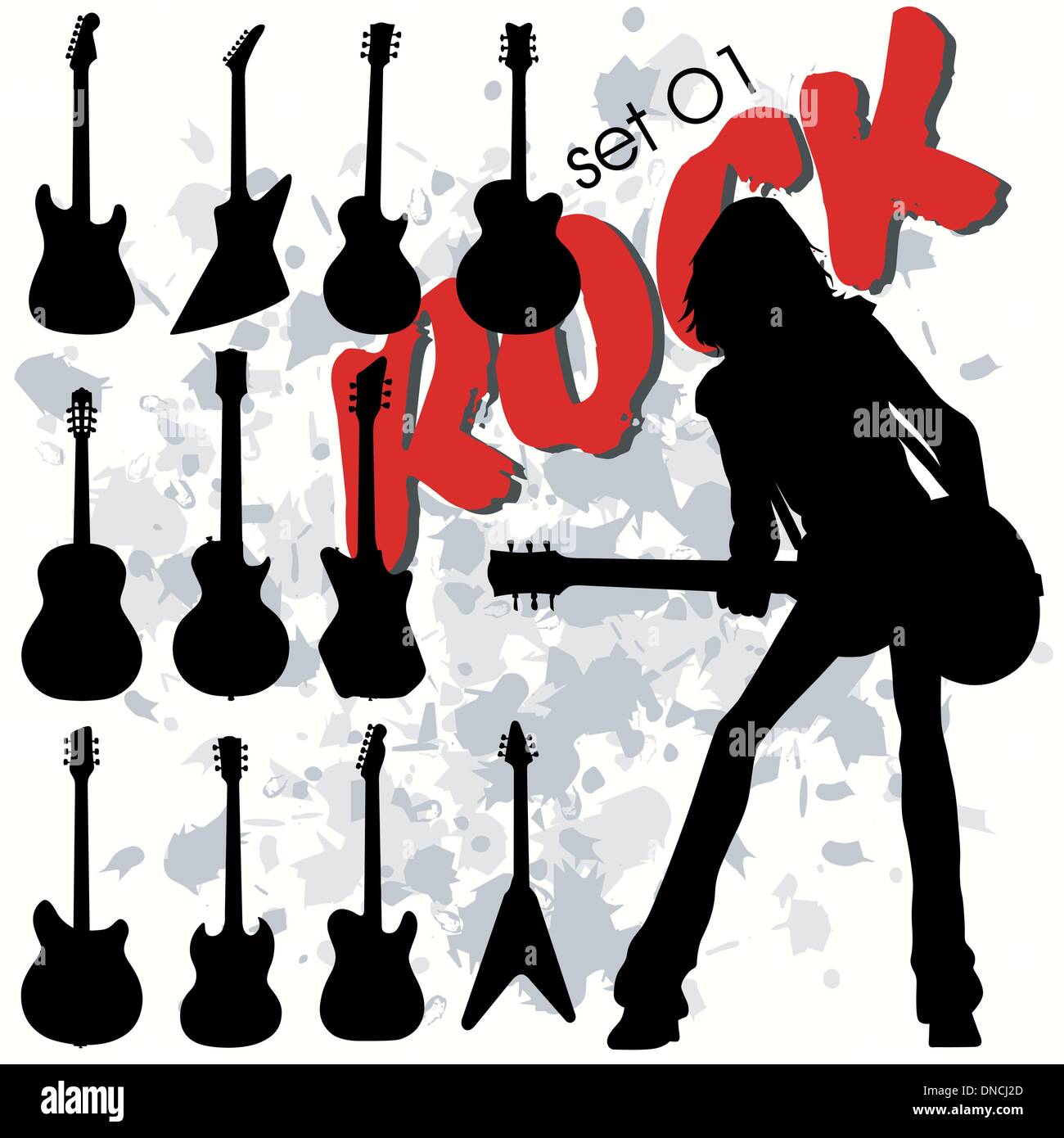 Éléments de Rock T-shirts set Illustration de Vecteur