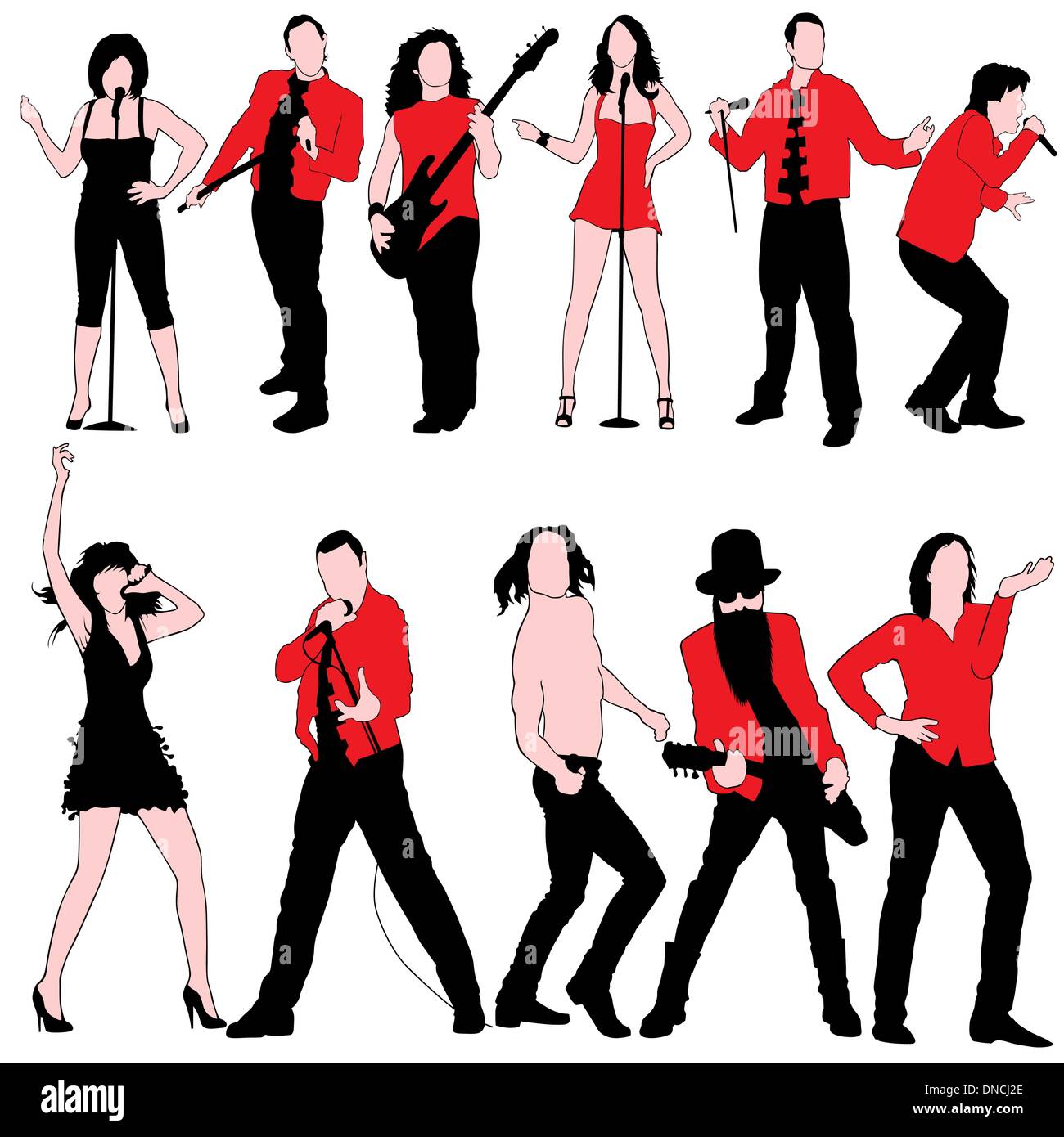 Éléments de Rock T-shirts set Illustration de Vecteur