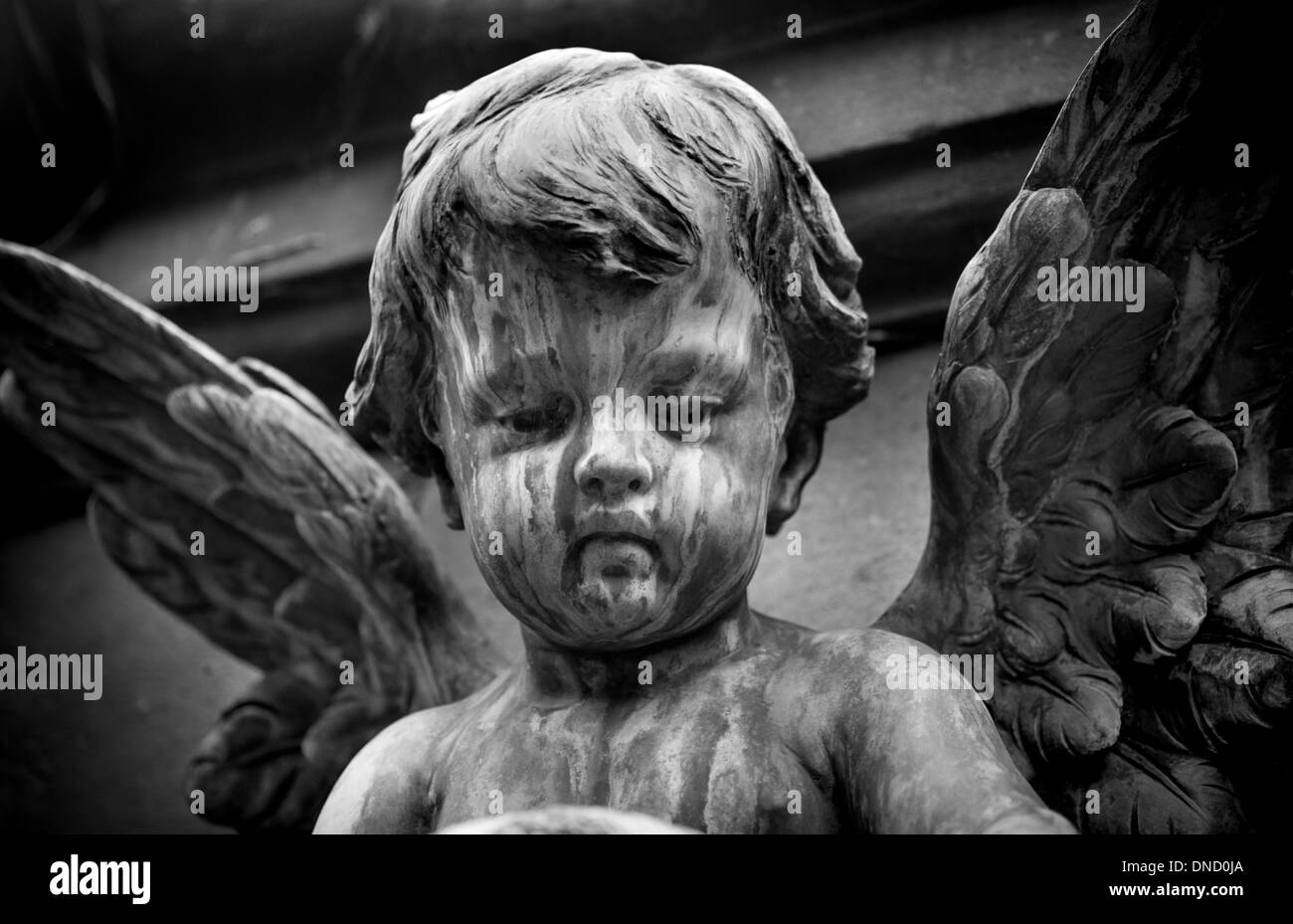 Statue d'un bébé ange sur le cimetière Banque D'Images