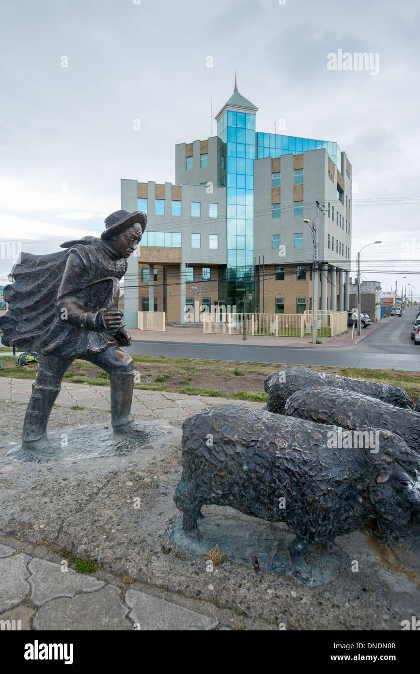 Punta Arenas Sculpture Berger Banque D'Images