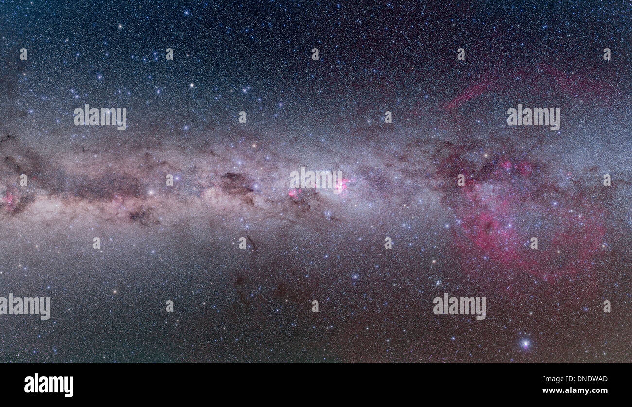 Mosaïque de la Voie Lactée australe de Vela (droite) pour Centaurus (à gauche) en tenant à Carina et Crux (centre). Banque D'Images