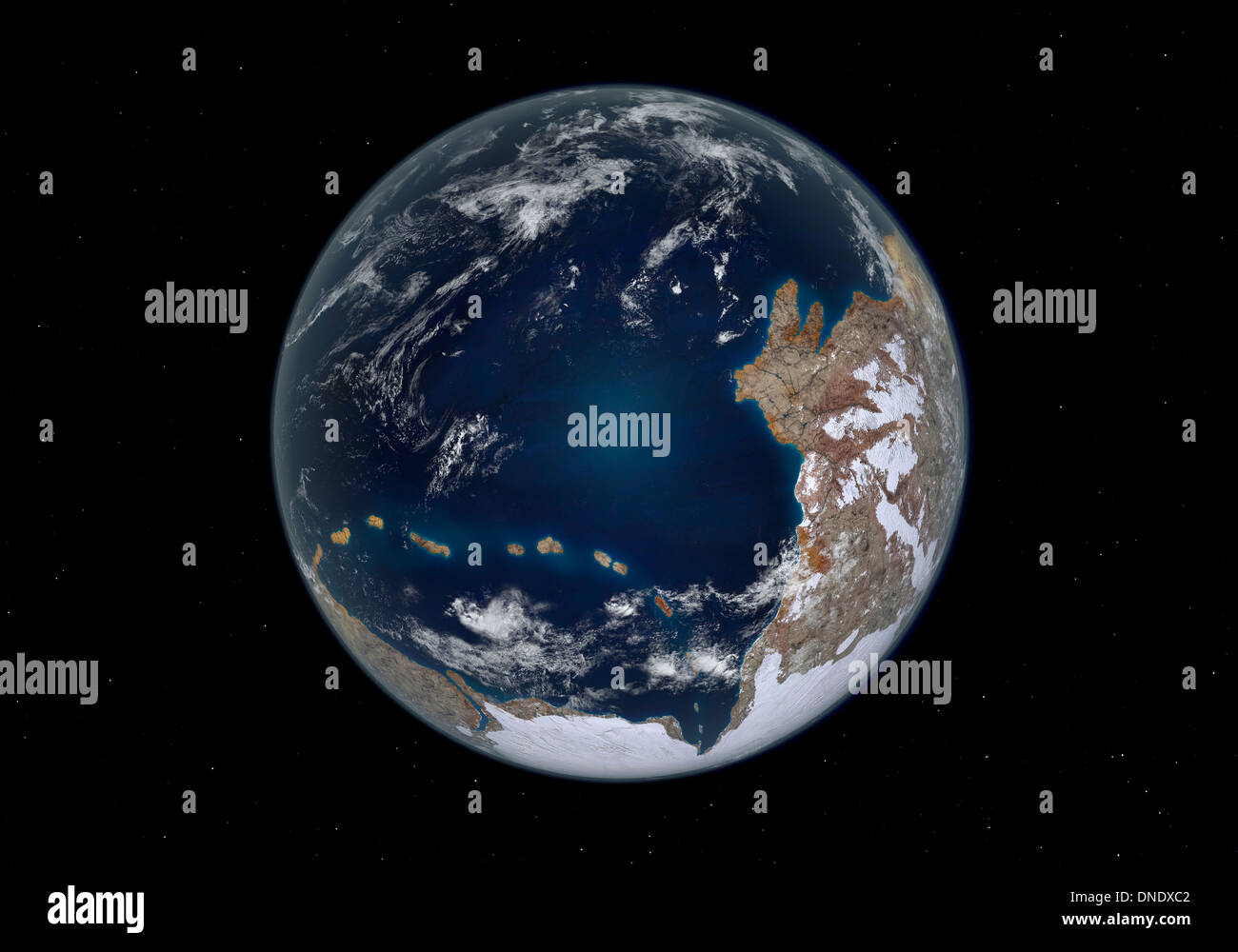 La planète Terre 600 millions d'années après la période de Cryogenian. Banque D'Images