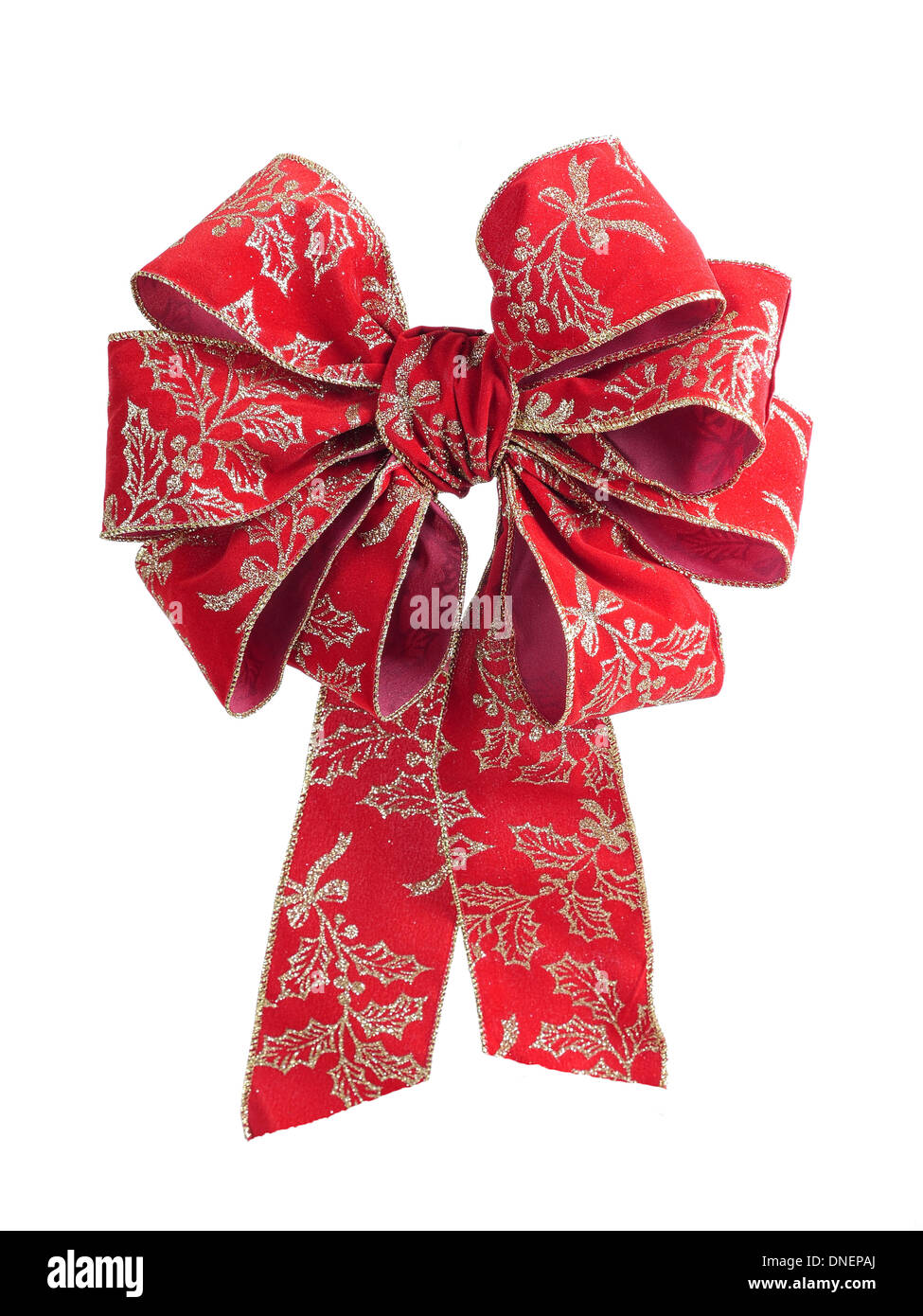Red christmas bow isolated on white Banque D'Images