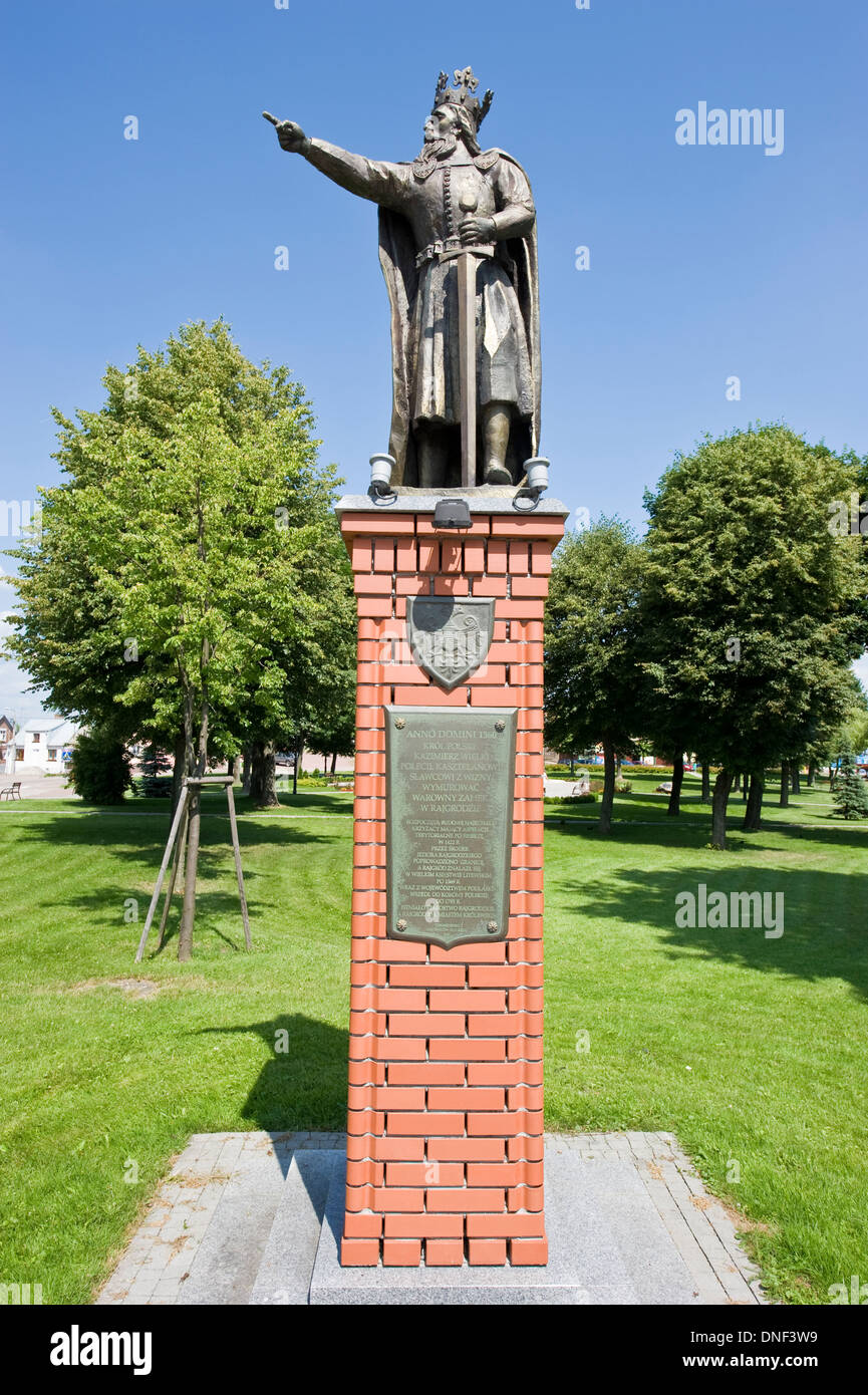 III Kazimierz Wielki - Casimir III le Grand - une statue de ce roi de Pologne en Rajgród en Podlasie Voivodship, Pologne, Banque D'Images