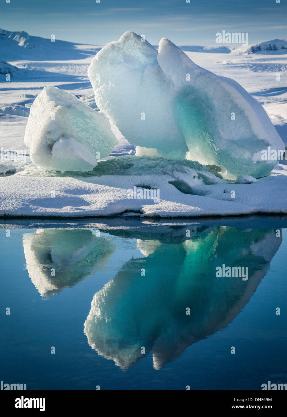 L'EUROPE L'ISLANDE LAGON JOKULSARLON GLACIER de VATNAJOKULL VOYAGE Banque D'Images