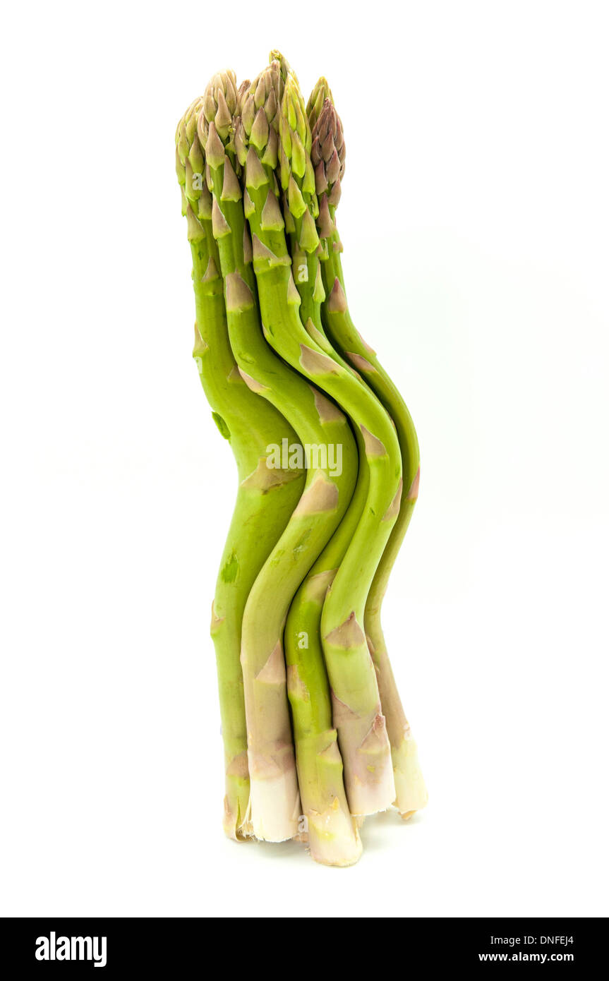 Asperges vertes sur fond blanc Banque D'Images