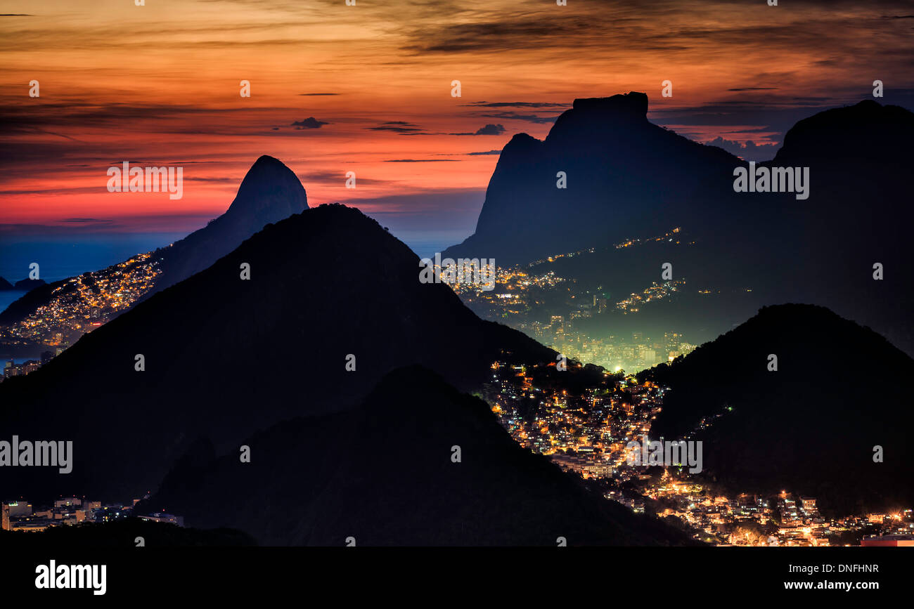 Rio de Janeiro, Brésil voir le coucher du soleil Banque D'Images