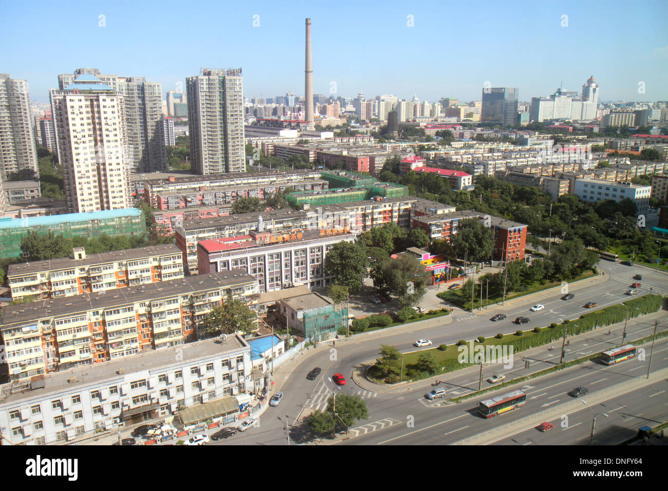 Beijing Chine,Chinois,Xicheng District,Guang an Men Nei Da Jie,Guanganmen Outer Street,vue aérienne de dessus,trafic,condominium résidentiel Banque D'Images