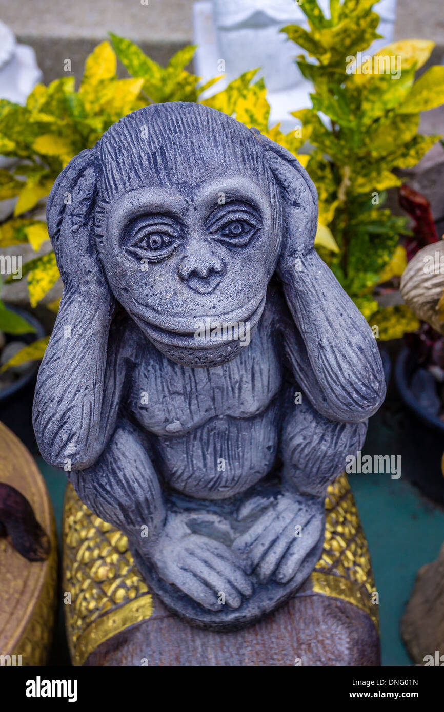 Sage singe en Asie temple, Chiang Mai, Thaïlande Banque D'Images