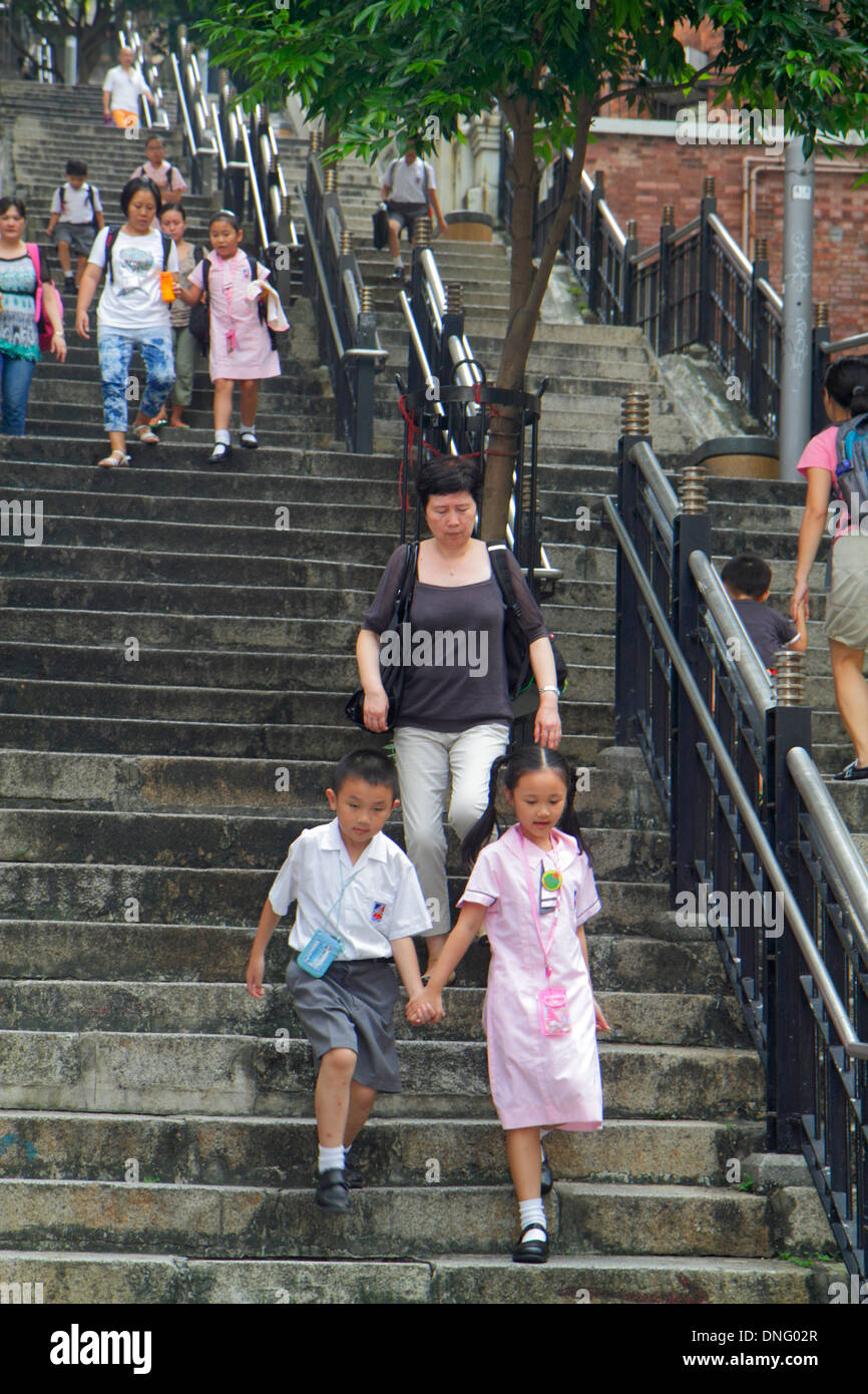 Hong Kong Chine,HK,Asie,chinois,oriental,île,Sheung WAN,Mid levels,Ladder Street,marches escalier escalier,asiatique asiatique asiatique immigrants immigrants ethniques mi Banque D'Images