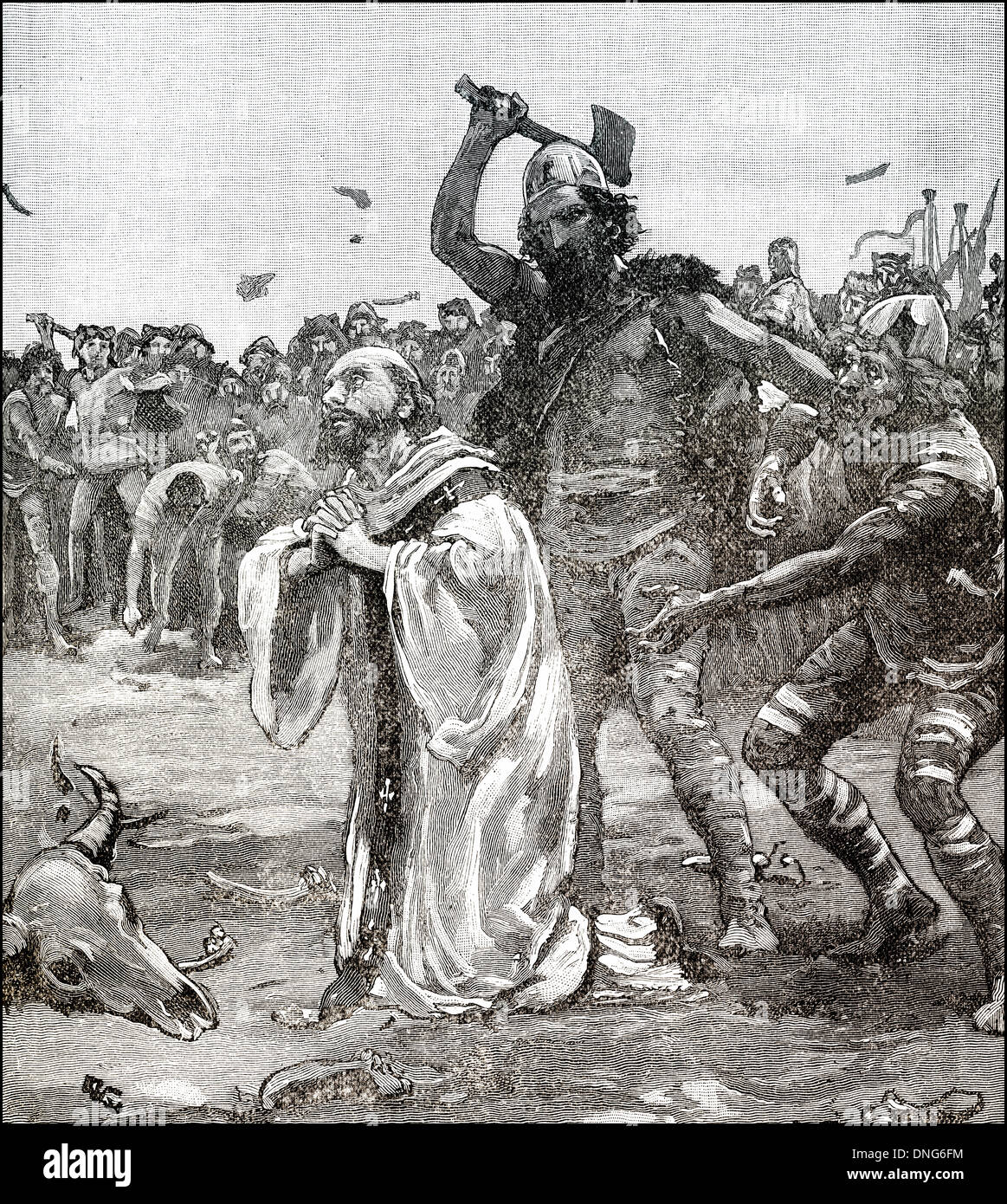 L'de martydom, Alphege ou Alfege AElfheah, 954 - 1012, un évêque anglo-saxon de Canterbury, tué par les danois Banque D'Images